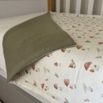 Grandes Suenos βαμβακερή πικέ πλεκτή κουβέρτα Μανιτάρια - Olive green 75x100cm - Image 4
