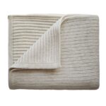 Mushie Knitted Baby Blanket - Ribbed Beige Melange 80x100cm