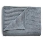Mushie Knitted Baby Blanket - Ribbed Smoke 80x100cm