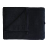 Mushie Knitted Baby Blanket - Textured Dots Dark Navy 80x100cm