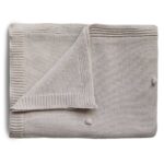 Mushie Knitted Baby Blanket - Textured Dots Off White Melange 80x100cm