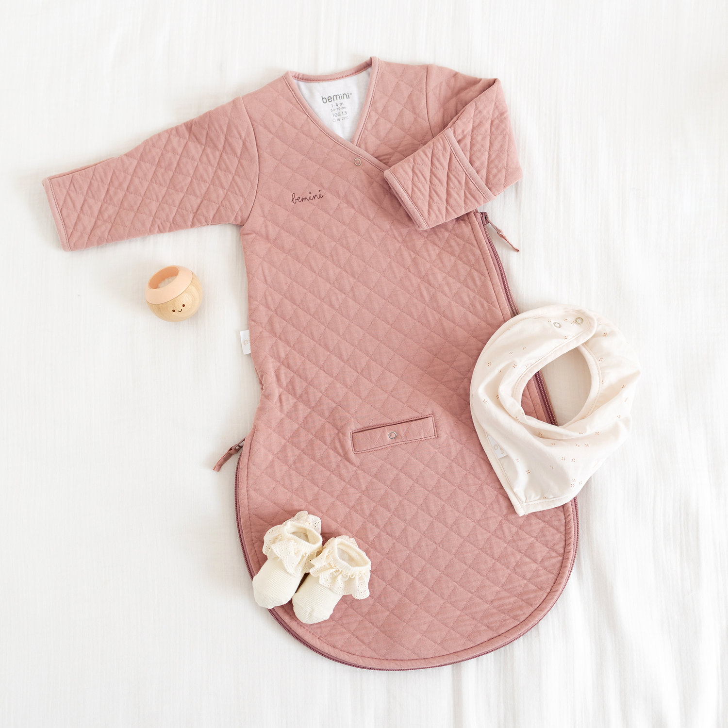 Bemini Magic Bag®1.5Tog Υπνόσακος Quilt Old Pink 1-4M - Image 2