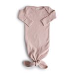 Mushie Ribbed Knotted Baby Gown Ολόσωμο Φορμάκι - Blush