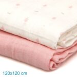 Kiokids Μουσελίνα Bamboo Petit Pink 120x120cm. 2τμχ. - Image 4