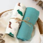 Kiokids Μουσελίνα Bamboo Dinos 120x120cm. 2τμχ.