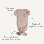Mushie Ribbed Knotted Baby Gown Ολόσωμο Φορμάκι - Blush - Image 2