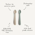 Mushie Silicone Feeding Spoons Κουτάλια Φαγητού 2-Pack - Stone/Cloudy Mauve - Image 3