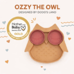 Dodo'sLand: Ozzy the Owl Dusty Pink- Πιάτο σιλικόνης με βεντούζα και αποσπώμενα χωρίσματα