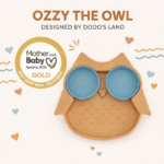 Dodo'sLand: Ozzy the Owl – Dusty Blue- Πιάτο σιλικόνης με βεντούζα και αποσπώμενα χωρίσματα