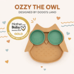 Dodo'sLand: Ozzy the Owl Mint- Πιάτο σιλικόνης με βεντούζα και αποσπώμενα χωρίσματα