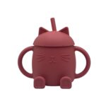 Dodo'sLand: Chester The Cat II- Εκπαιδευτικό ποτηράκι σιλικόνης με στεγανό καπάκι & καλαμάκι Dusty Pink