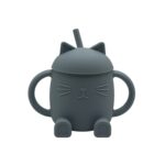 Dodo'sLand: Chester The Cat II- Εκπαιδευτικό ποτηράκι σιλικόνης με στεγανό καπάκι & καλαμάκι Dusty Blue