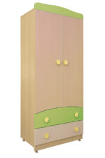 Ντουλάπα Δίφυλλη 92x54x190cm Beboulino Οξιά-Πράσινο