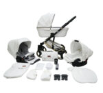 Πολυκαρότσι 3σε1 με ξεχωριστό Πορτ Μπεμπέ και Car Seat Hugo White Eco Leather Black Frame Mikrus 60306320011