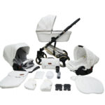 Πολυκαρότσι 3σε1 με ξεχωριστό Πορτ Μπεμπέ και Car Seat Hugo White Eco Leather Black Frame Mikrus 60306320011
