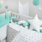 Πάντα Πλεξούδα 160cm με Μαξιλάρι Mint White Grey Stars 70300700221