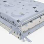 Προστατευτική Πάντα Κούνιας 2 όψεων 60x120cm Beboulino Blue Moon Stars 70507701721 - Image 2