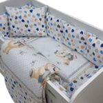 Σετ Προίκα Κούνιας 70x140cm Beboulino Bear Hearts Blue 79018180170