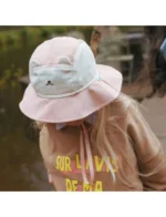 KiETLA: Camper Καπέλο με προστασία UPF50+ με γείσο - προστασία σε σβέρκο και αυτιά - Ροζ Αρκουδάκι (0-2 ετών) - Image 3