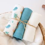 Kiokids: Μουσελίνα Bamboo Ocean Μπλε 70x70εκ. Σετ3τμχ.