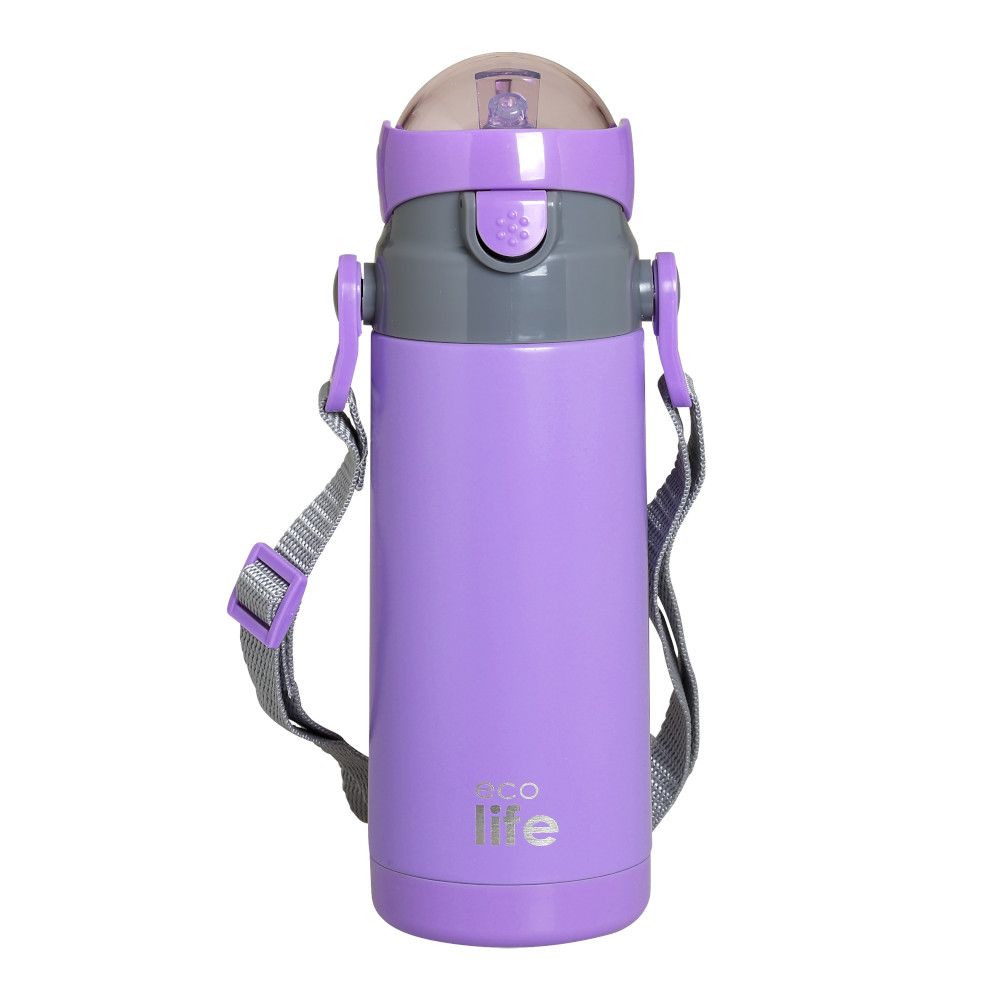 lila3-8c7ed5f6 Ecolife Παιδικό Παγούρι Θερμός Ανοξείδωτο με Καλαμάκι Λιλά 400ml - Image 1