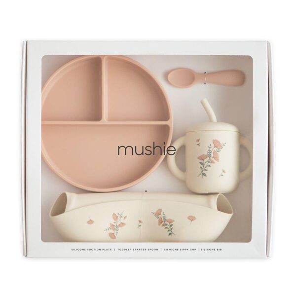 Σετ Δώρου 4 Τεμαχίων Φαγητού Pink Flowers - Mushie