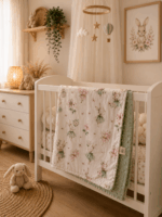 Grandes Suenos Χειμερινή Κουβέρτα Minky simple - Κουνελάκια Μέντα 75x100cm