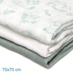 Kiokids: Μουσελίνα Bamboo Sky Jungle Μέντα 70x70εκ.Σετ 3τμχ. - Image 3