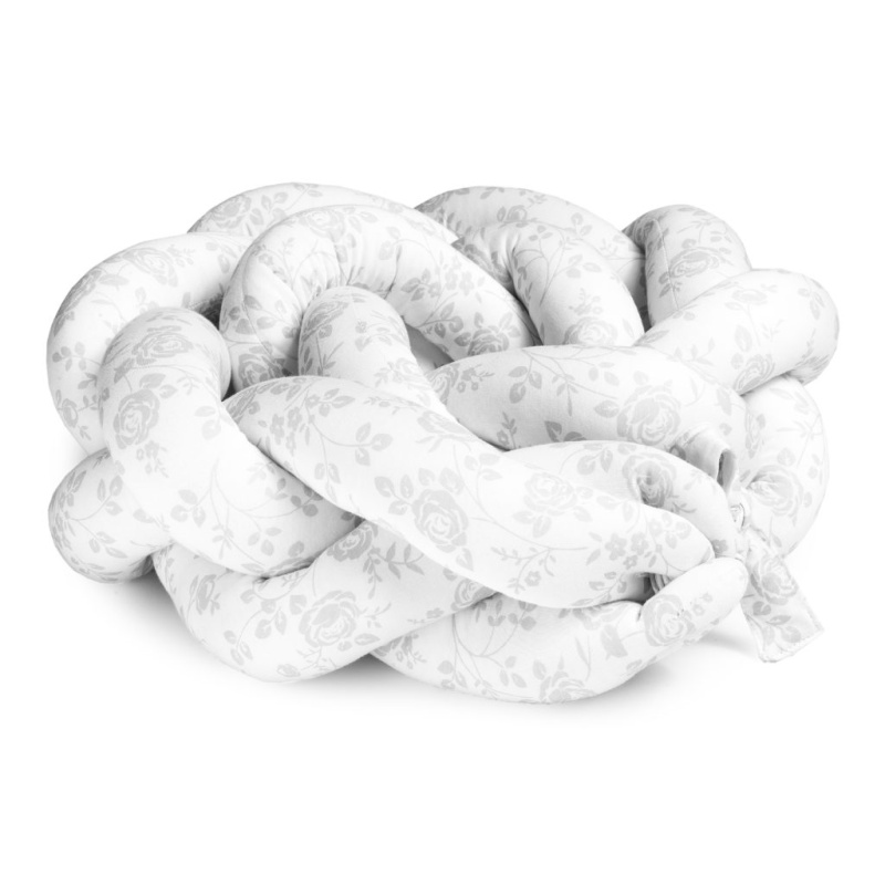 705-1919-1111 Πάντα-Πλεξούδα 185x18cm Beboulino White Grey Roses 70519201111 - Image 1