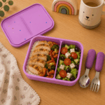 Smart Duo Bento Box – Φαγητοδοχείο Σιλικόνης με 2 Αποσπώμενα Χωρίσματα – Starlight Pink