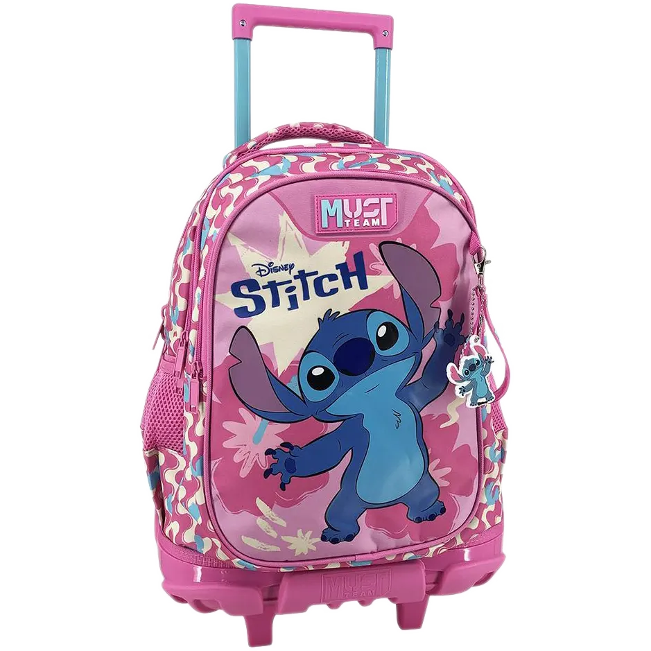 000565972 Must Team Τσάντα Trolley Δημοτικού Disney Stitch Pink, 3 θήκες 34x20x45cm - Image 1
