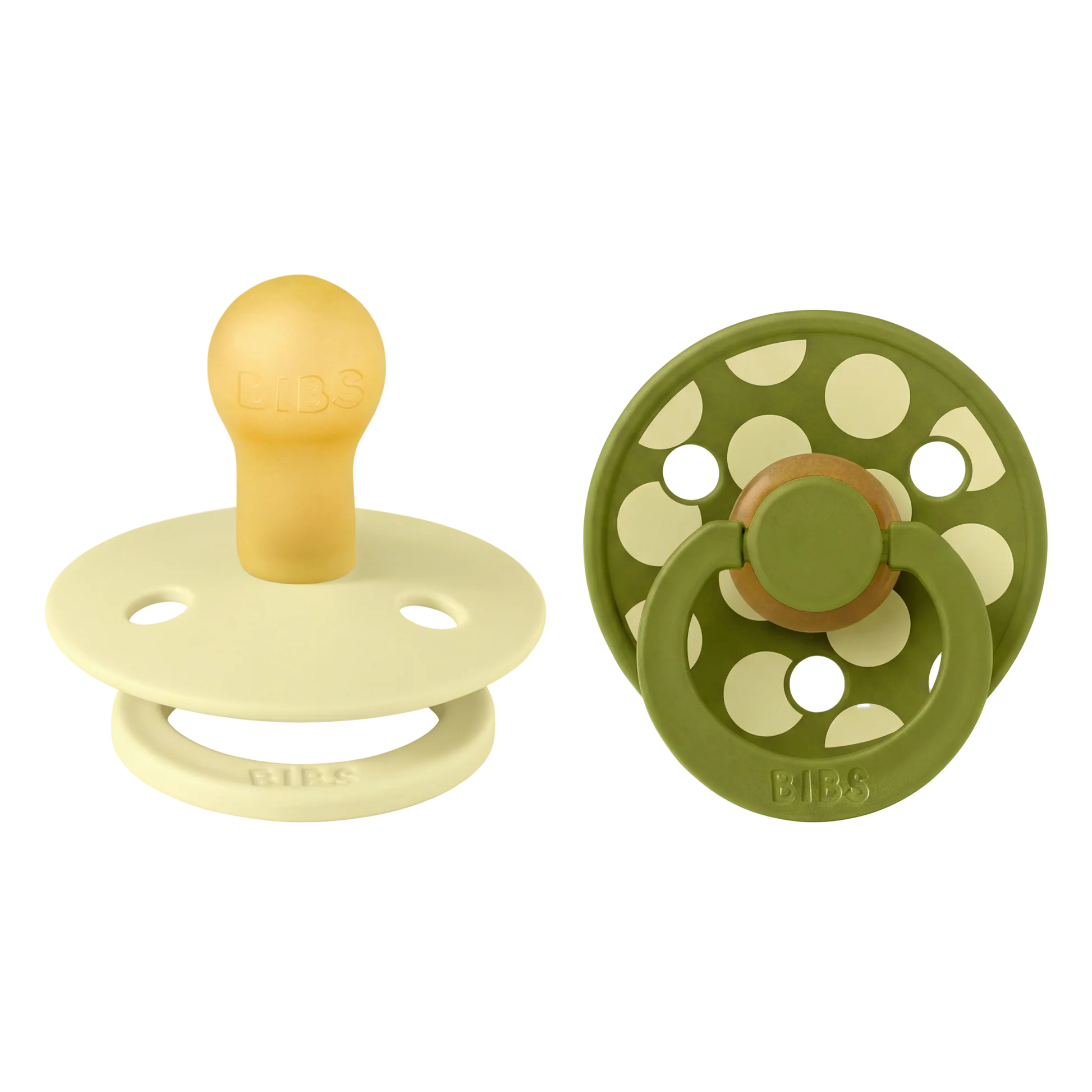 Bibs Studio Collection Σετ Πιπίλες 2τμχ – Polka Dot Luna/Wasabi – Στρογγυλή No2 (6+ μηνών) - Image 2
