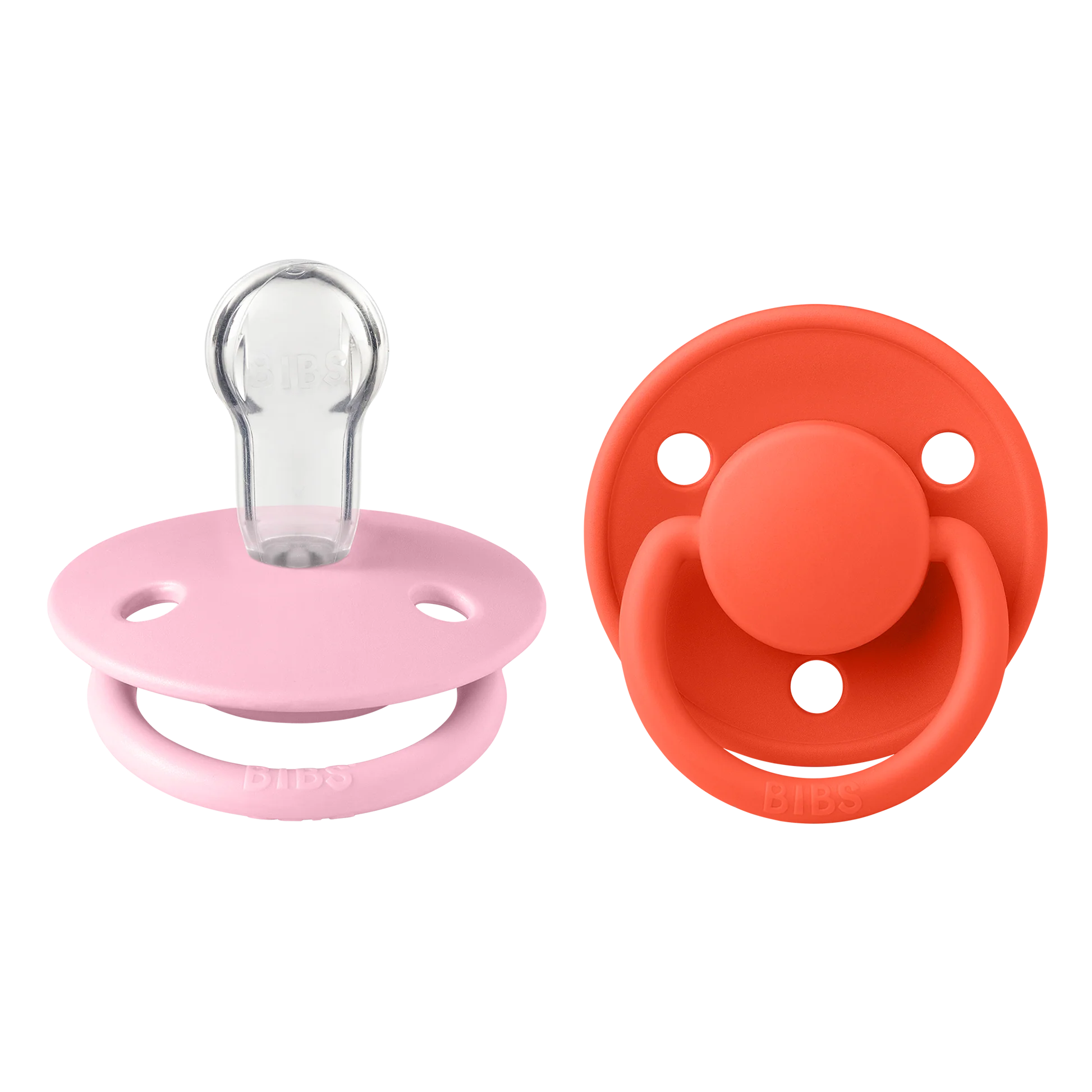 BIBS ΣΕΤ ΠΙΠΙΛΕΣ 2ΤΜΧ – DE LUX – BABY PINK/TANGO – ΣΤΡΟΓΓΥΛΗ/ΣΙΛΙΚΟΝΗ ONESIZE - Image 2
