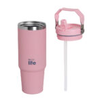 Ecolife PINK 'HANDLE LID' TUMBLER 900ML - Image 4