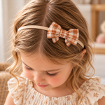 Mrs.Ertha - Κορδέλα μαλλιών Little Bow Honey Plaid - Image 2